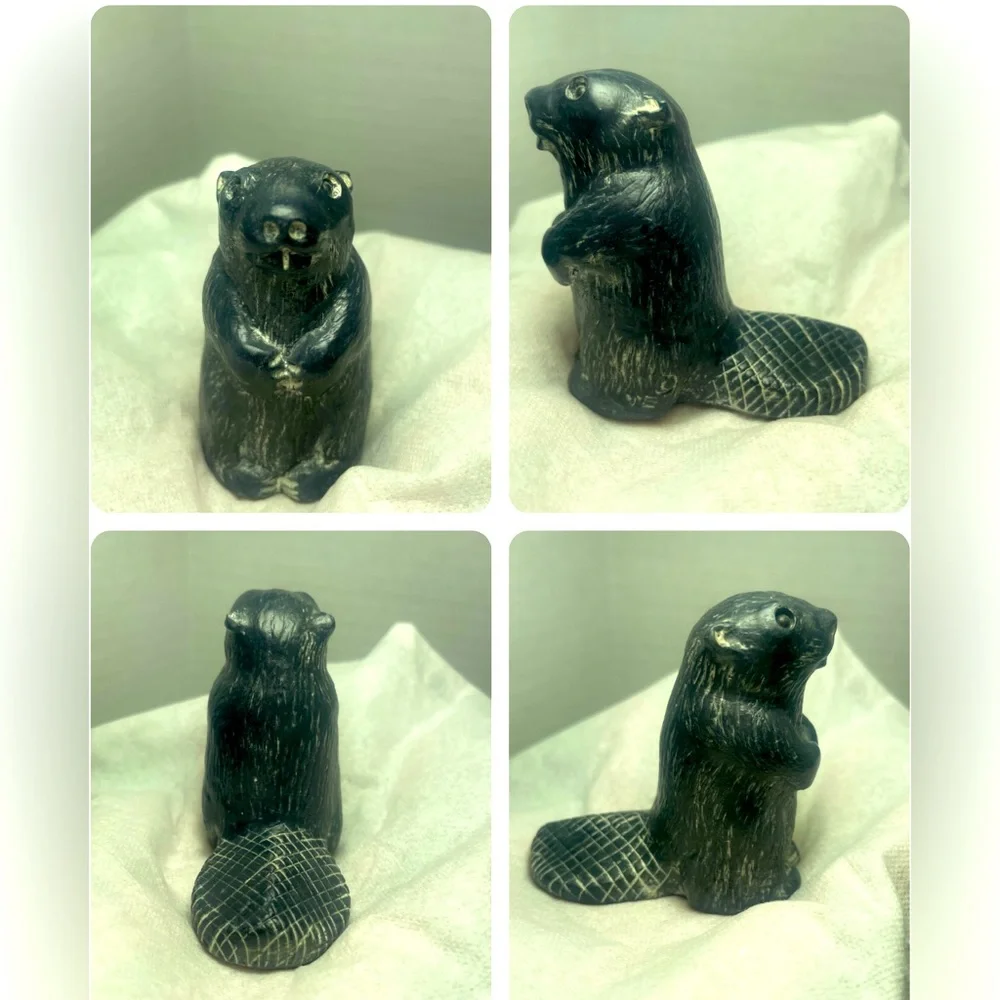 NWOT Vintage The Wolf Sculptures Canada Soapstone Beaver - Picture 7 of 16